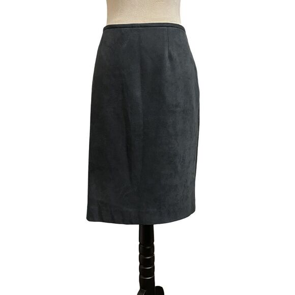 Calvin Klein Deep Charcoal Gray Suede Lined Midi Pencil Skirt (Size: 8) - Picture 2 of 11